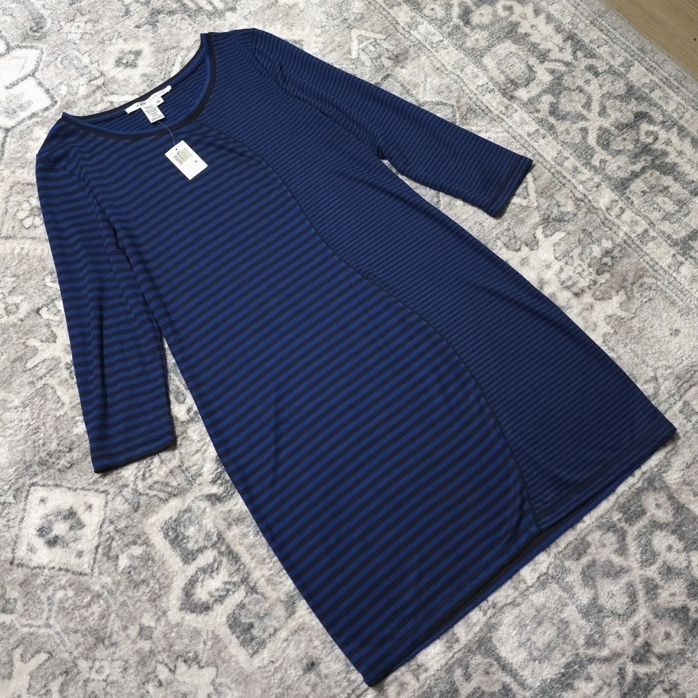 MAX STUDIO Nwt 3/4 Sleeve Royal Striped Pieced Bodycon Knee Length Dress, XL - Picture 10 of 13